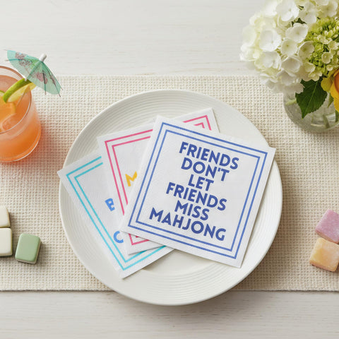 Weekgrat Mahjong napkins folded 5x5 under drinks and snacks