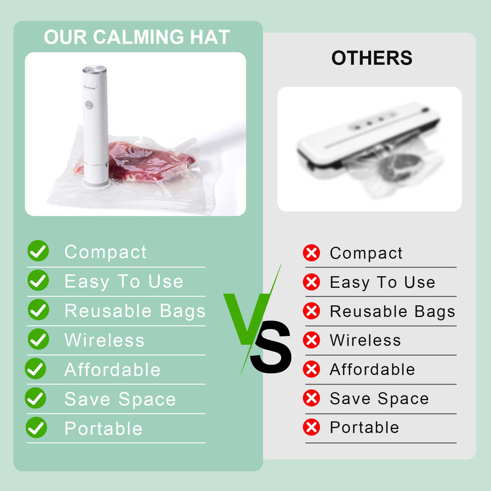 WEEKUU WeeKuu handheld vacuum sealer in use sealing a bag