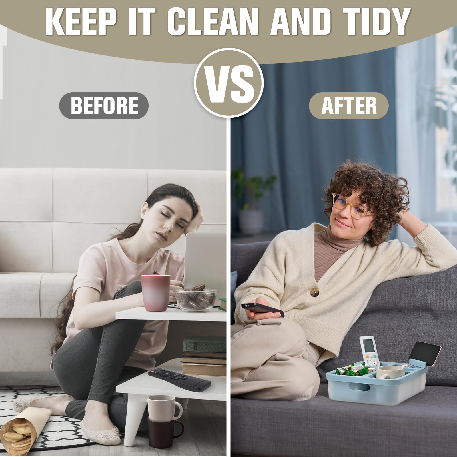 Weeme couch tray silicone surface is easy to wipe clean and anti-spill.