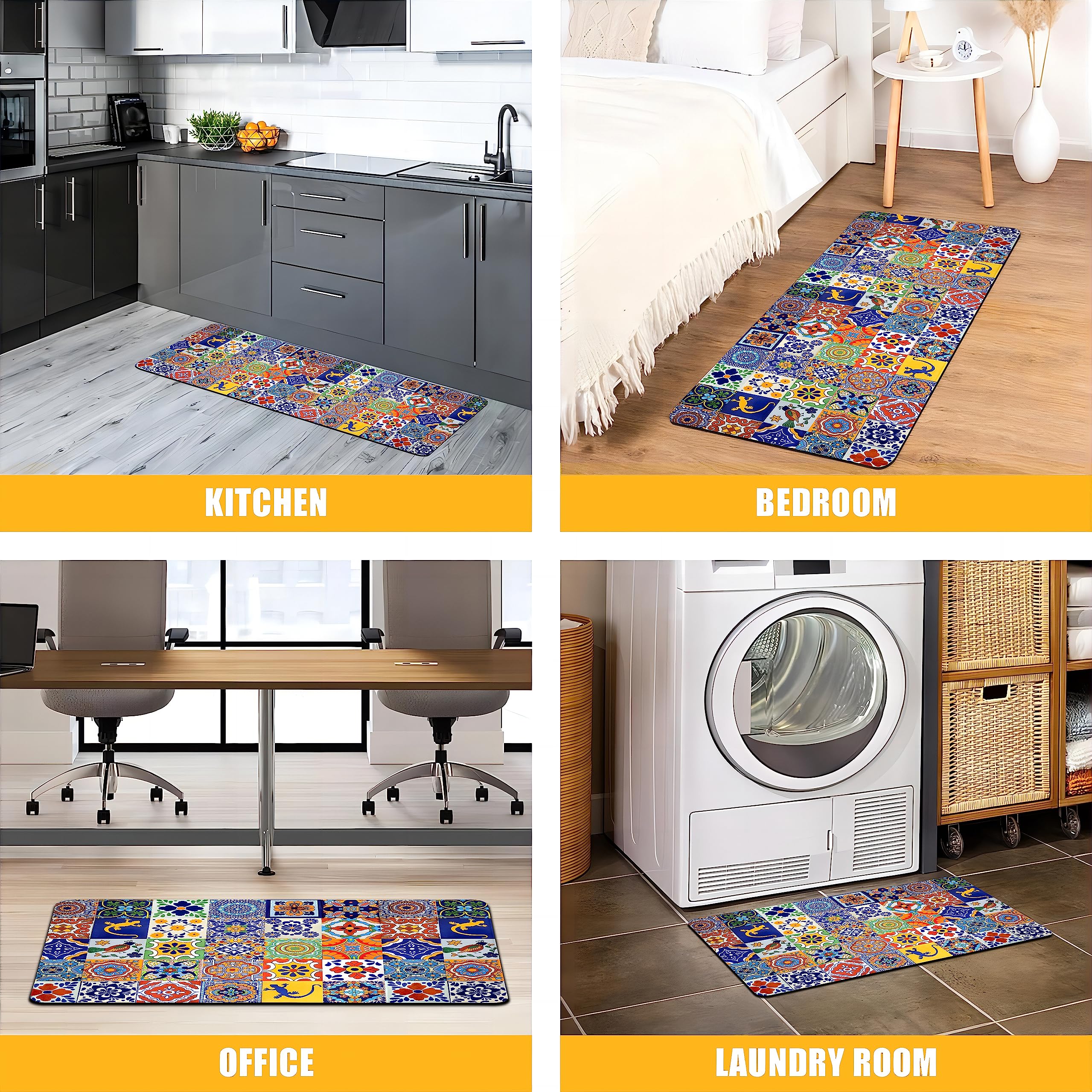 Weesire colorful boho design brightens the space and cleans easily