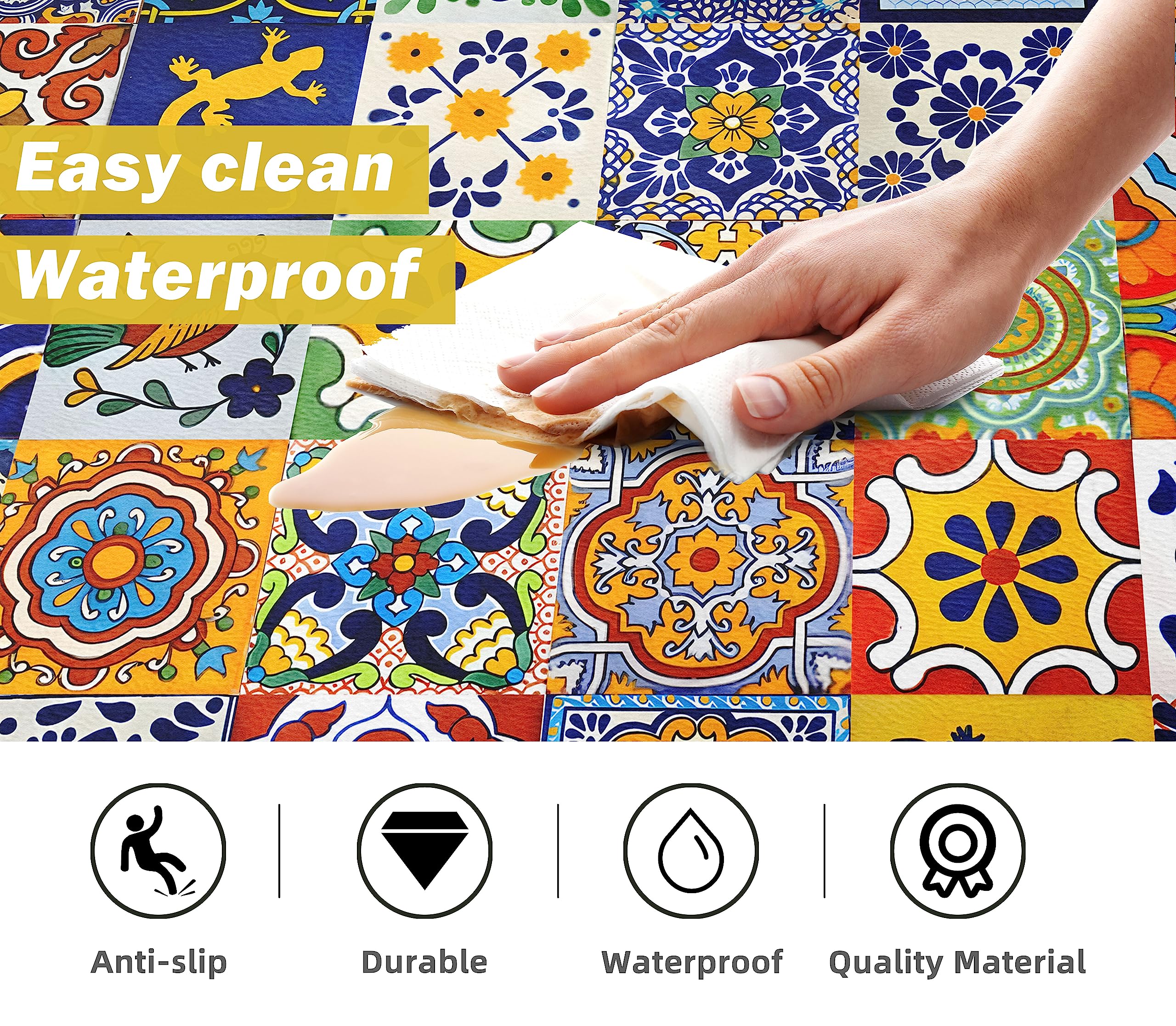 Weesire non-slip PVC-backed rug stays put on slick kitchen floors