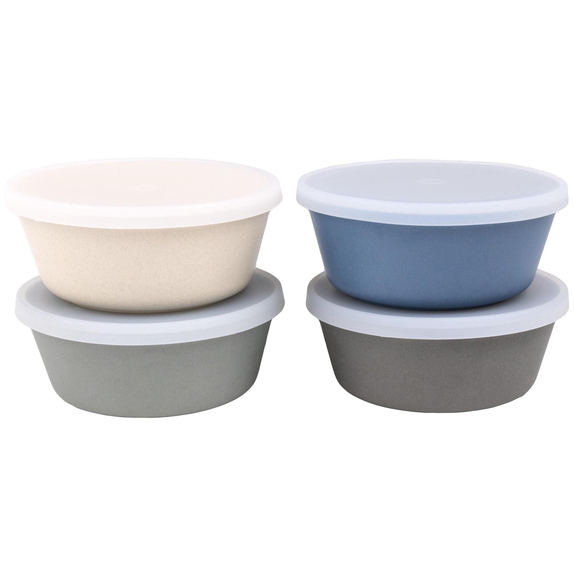 WeeSprout bamboo bowls with blue lid for organized 10 oz portions