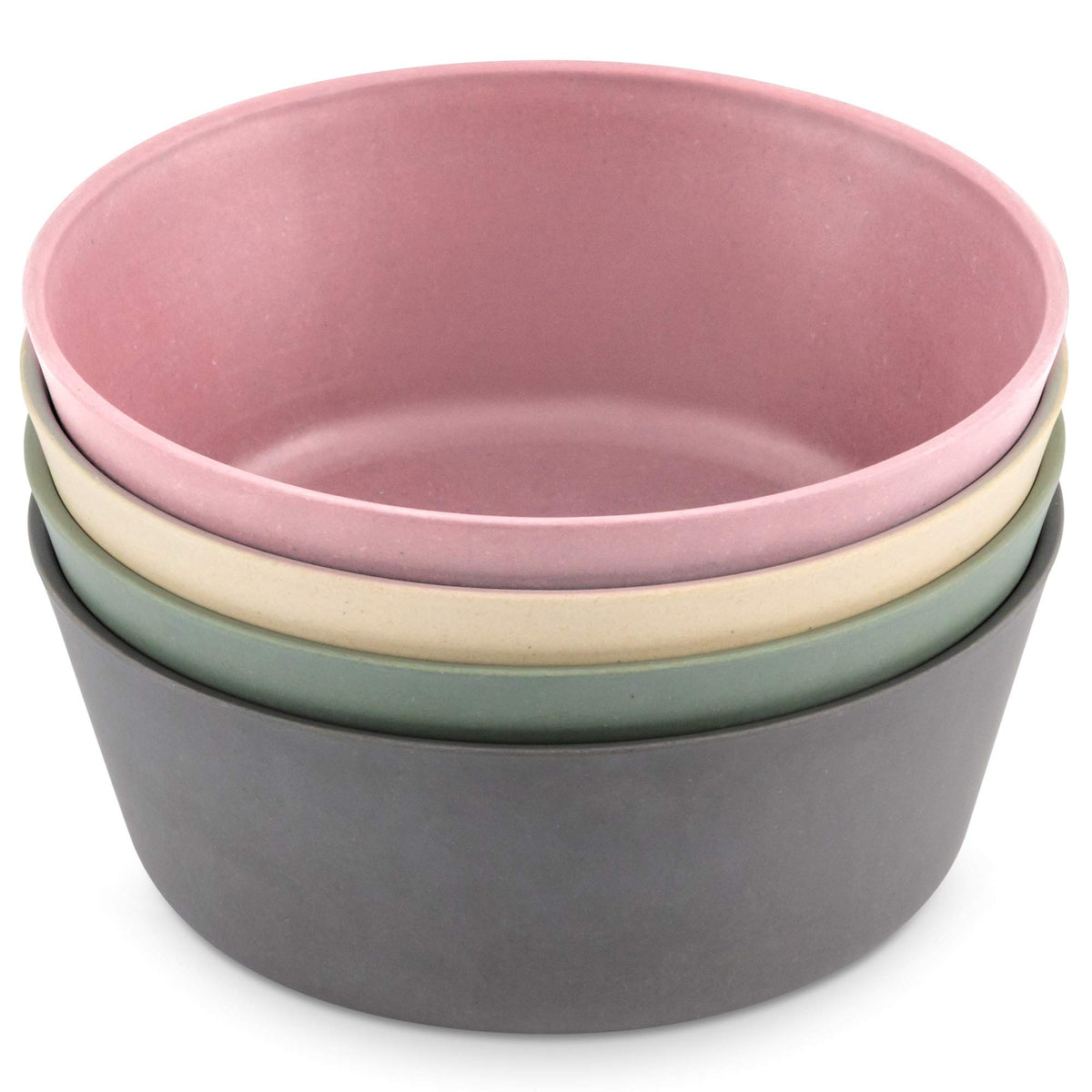 WeeSprout bamboo kids bowls in pink for easy self-feeding.