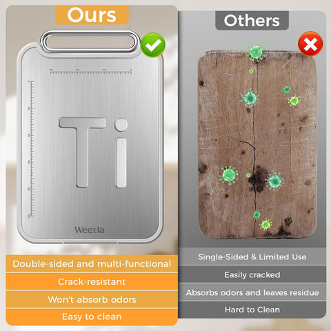 Weetla dual-sided non-stick board cleans in seconds.
