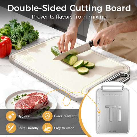 Weetla wheat-straw cooked-side board keeps vegetables and fruit separate.