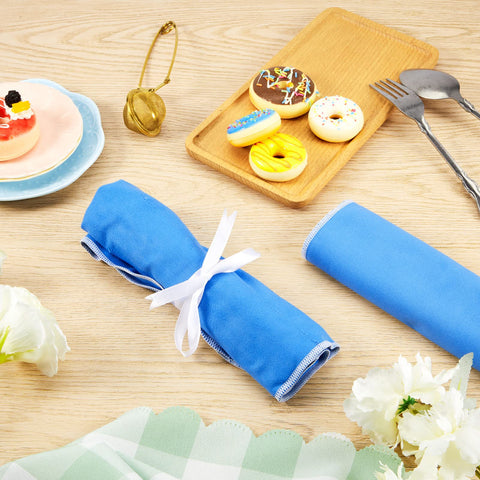 Weewooday drawer-ready organizer displays silverware neatly in a blue holder.
