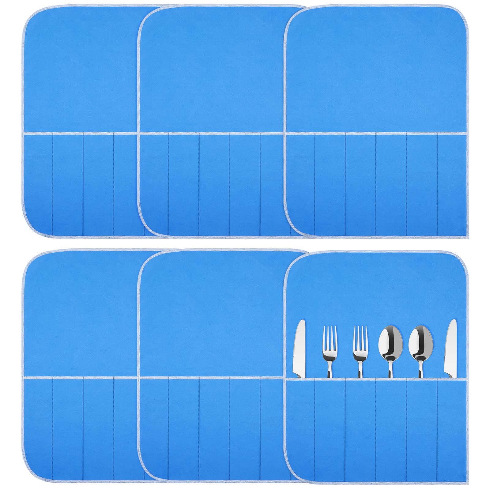 Weewooday silver storage bags bundle with blue holder keeps utensils organized and protected.