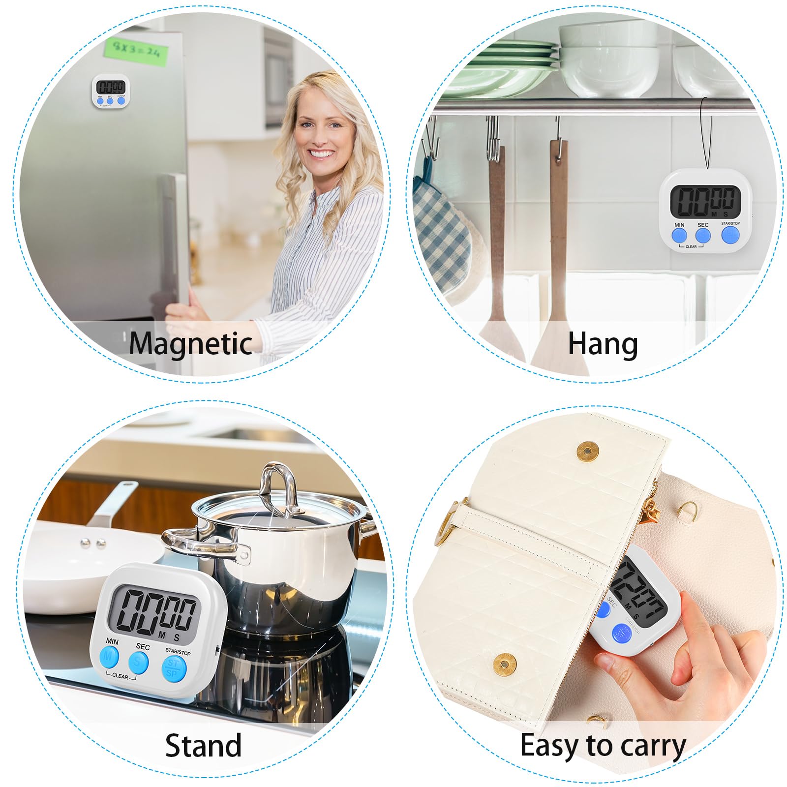 Weewooday timer sticks to metal surfaces, freeing counter space.