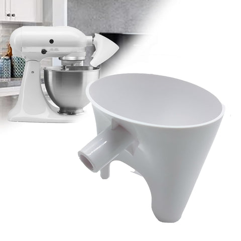 WEIAIDE flour funnel attachment guides dry ingredients into the mixer bowl.