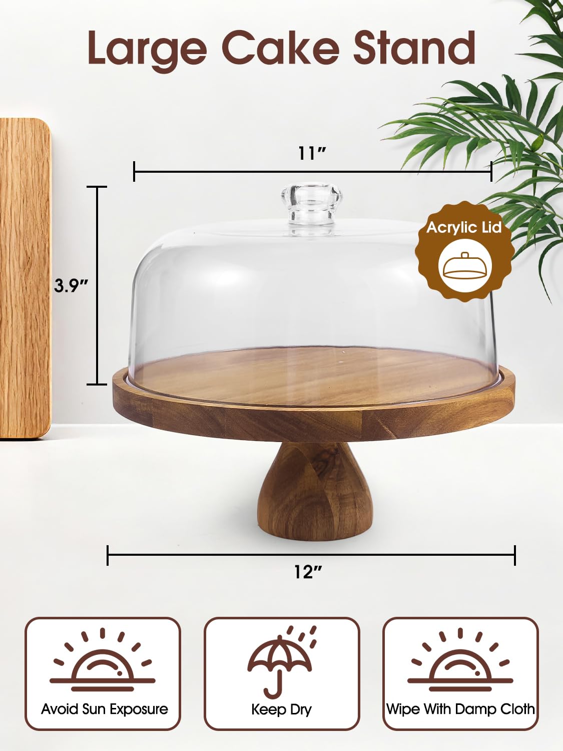WEIFUTCH acacia wood cake stand 12in round elevates birthday desserts.