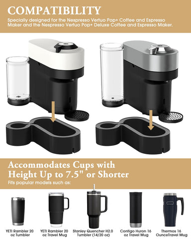 WEIGUZC riser fits standard and deluxe Vertuo Pop+ models for flexible use.