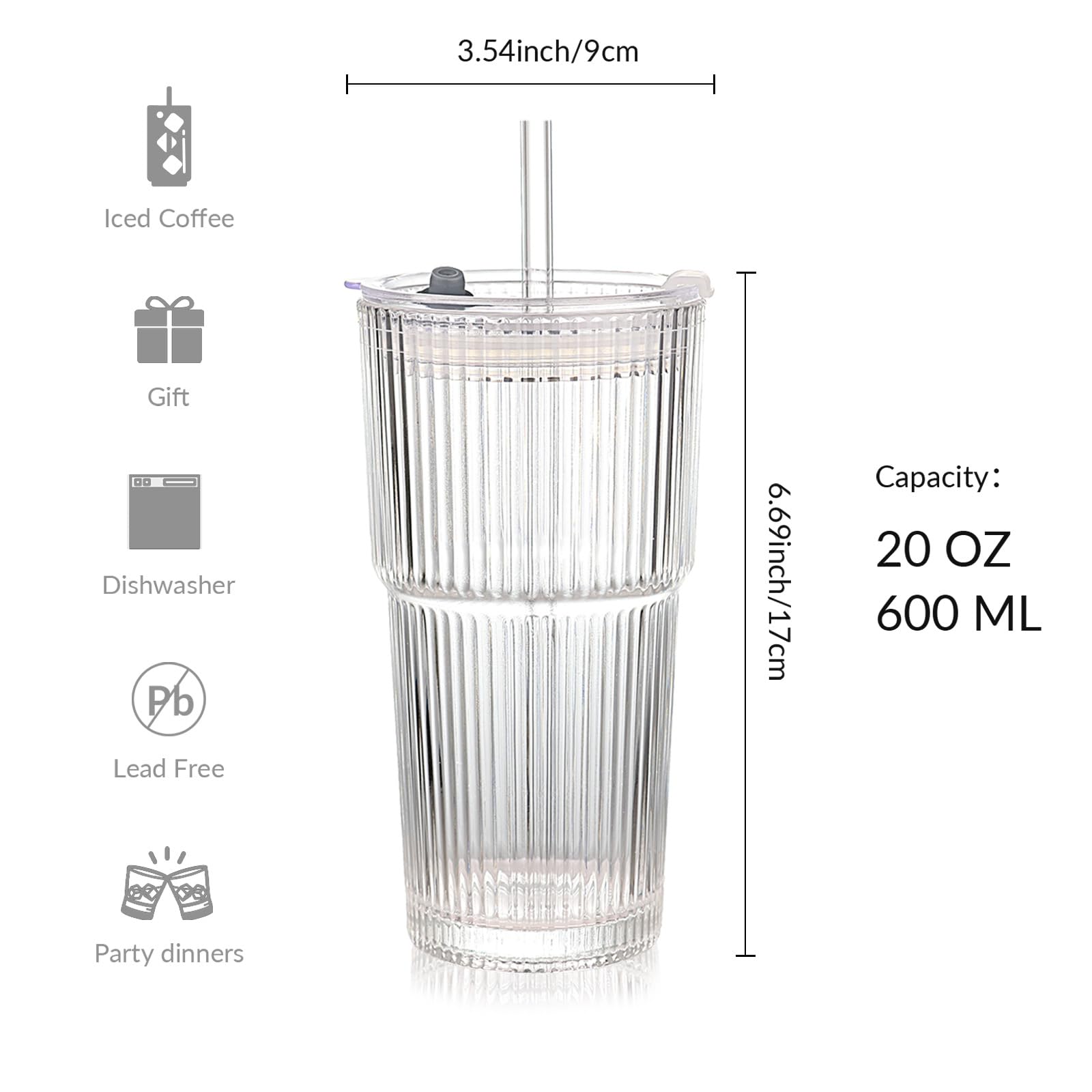 WeirdUncle 20oz durable glass tumbler suitable for iced coffee and smoothies.