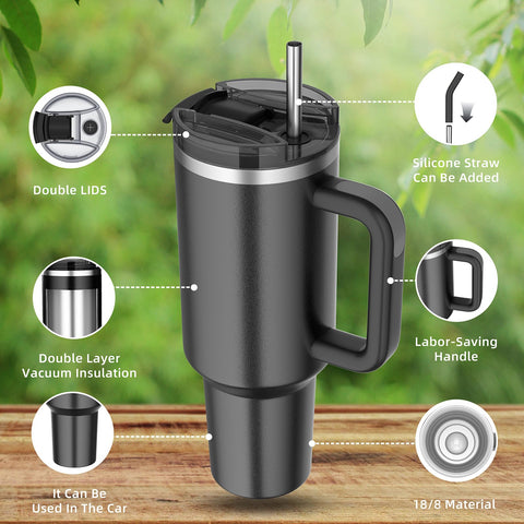 Weisidi 40oz tumbler showing double-wall insulation and temperature control.