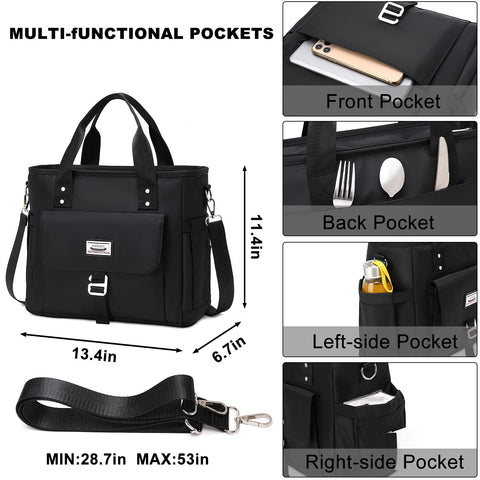 Weitars insulated lunch bag with front and back pockets for quick access.