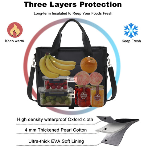 Weitars insulated lunch bag with leak-proof liner to prevent spills.