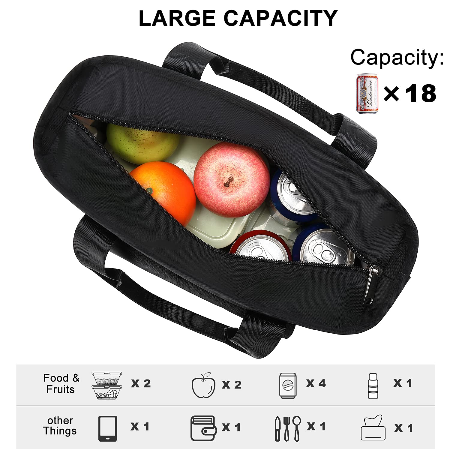 Weitars insulated lunch bag with side pockets for bottles and compact items.