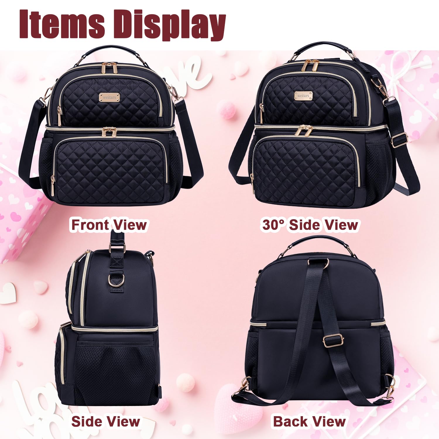Weitars adjustable strap and handle offer versatile carrying options