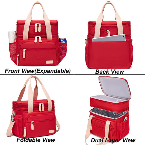 Weitars lunch bag with PU leather bottom for durability and wear resistance.