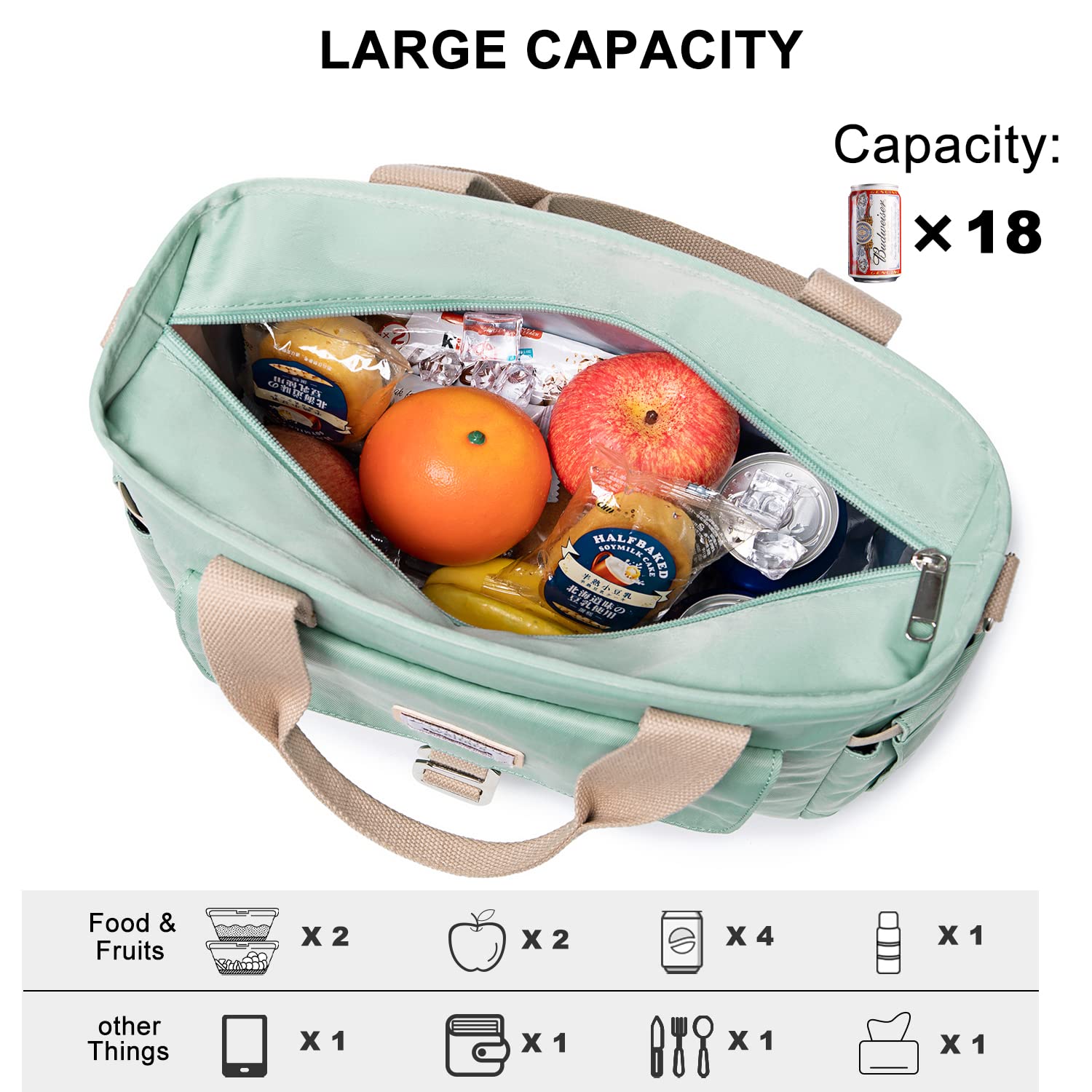 Weitars lunch bag side pockets for bottles and umbrella, keeping essentials within reach.