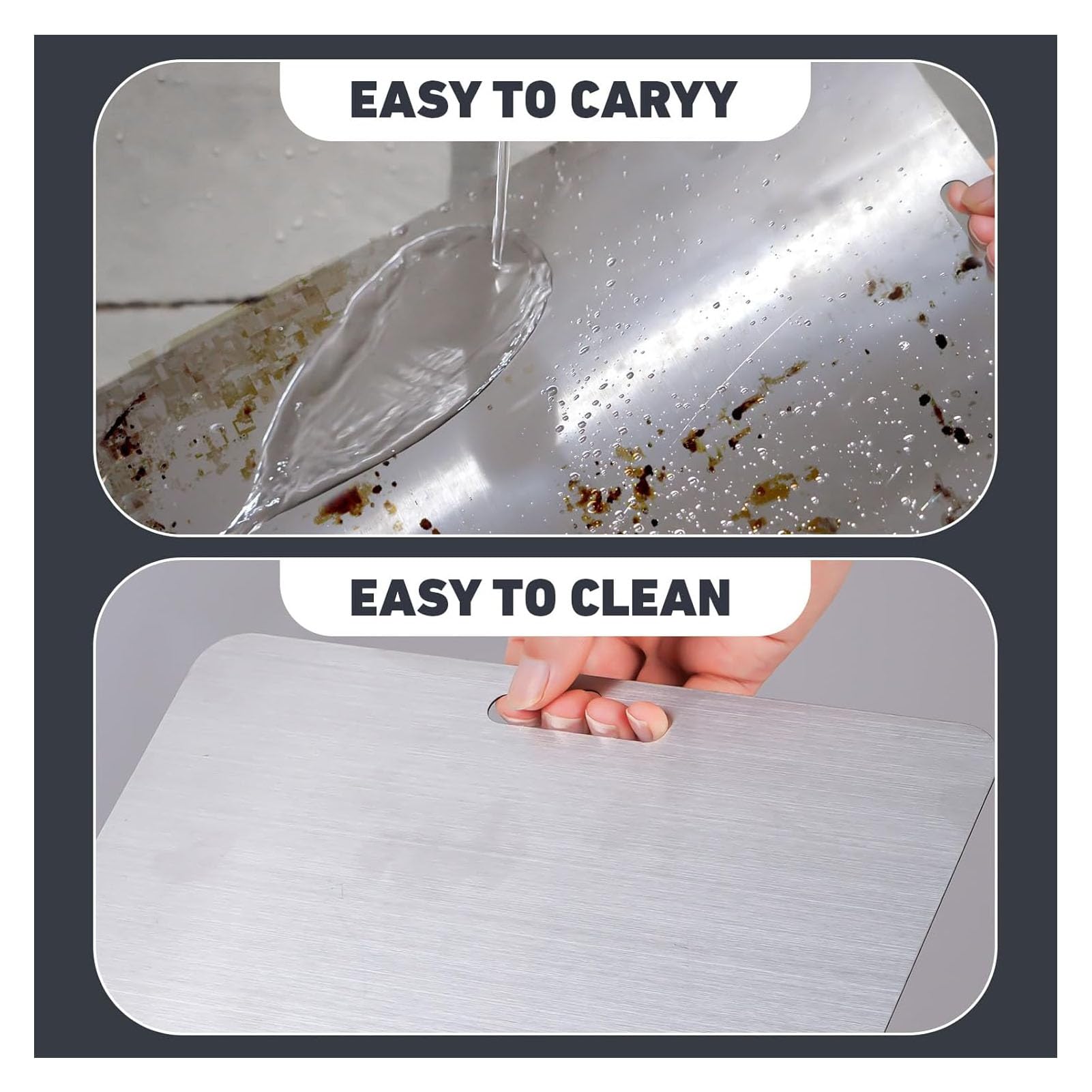 Wekayli durable stainless steel cutting board stands up to heavy use
