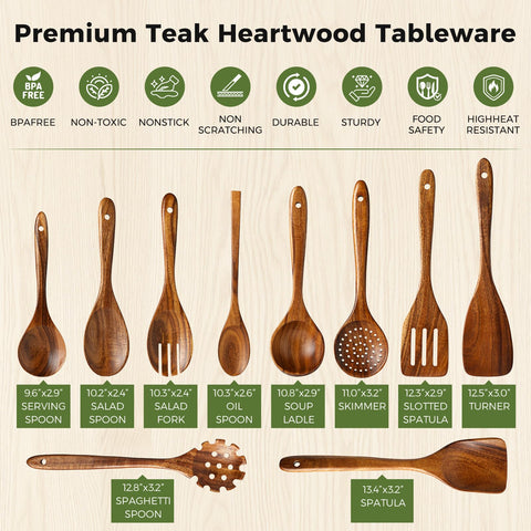 WEKELL teakwood slotted spatula designed for flipping without scratching nonstick pans