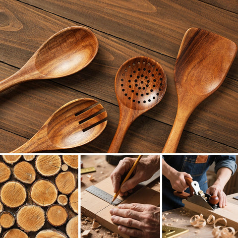 WEKELL teakwood soup ladle ideal for serving soups and broths with control