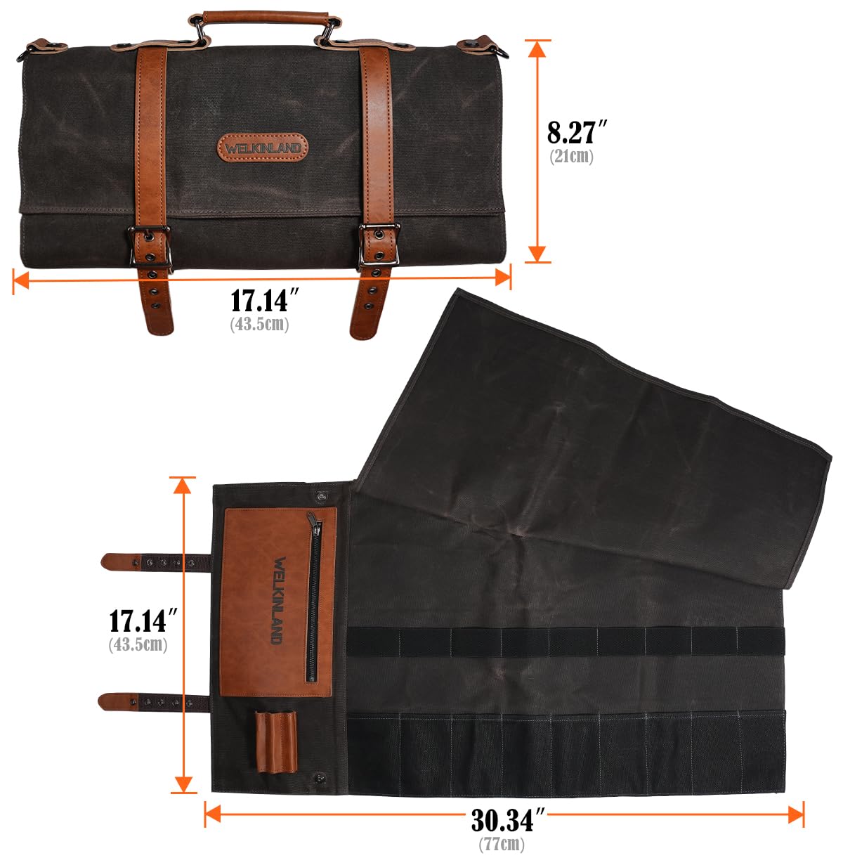 Welkinland knife roll weather-ready wrap ideal for travel chefs.