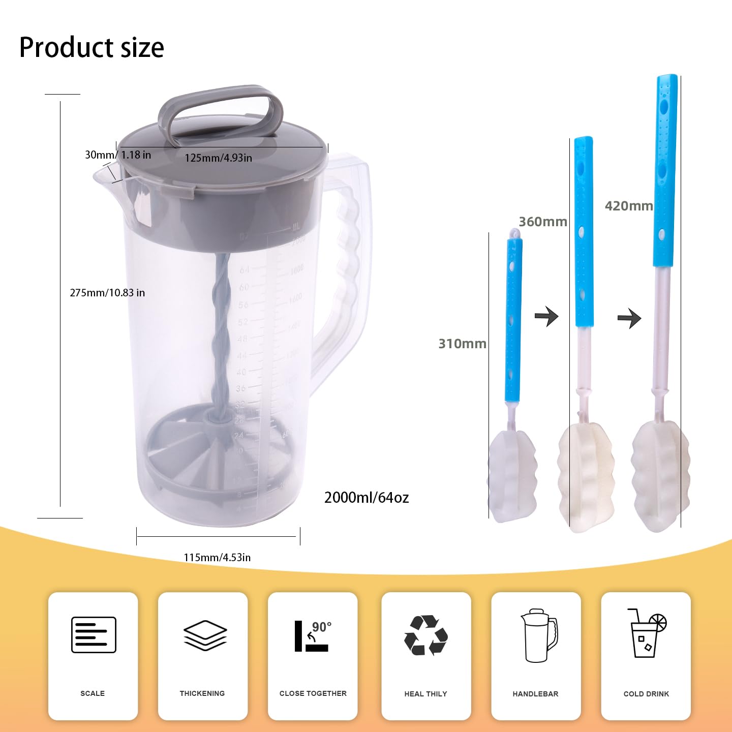 Welkor pitcher with dual-lock lid designed for spill-free pouring