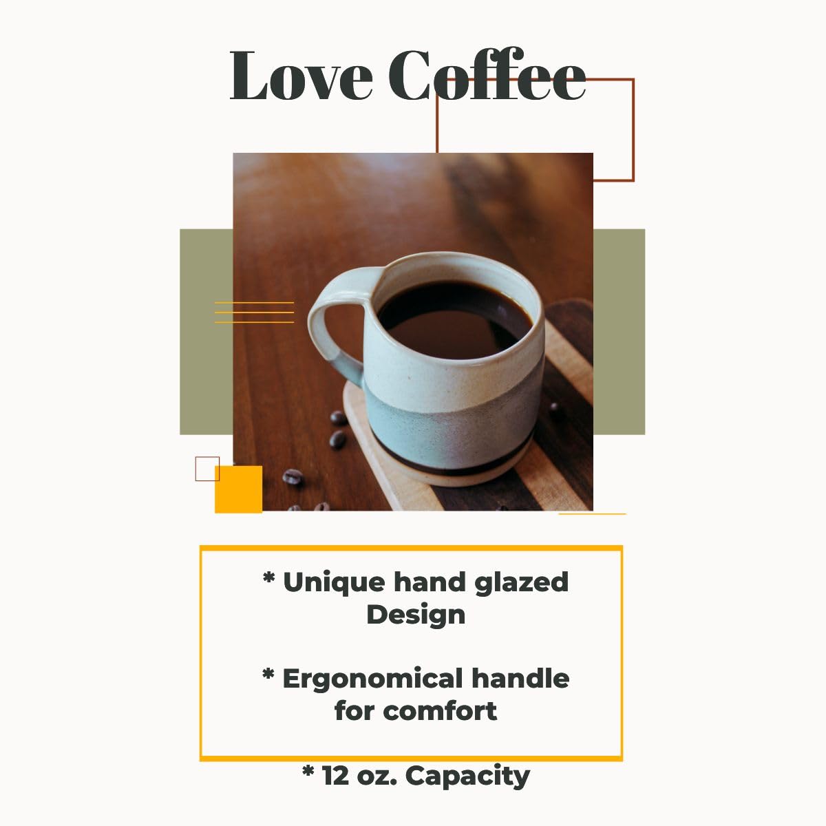 Well Covered & Green Original Day glaze finish 12oz mug in a cozy kitchen scene
