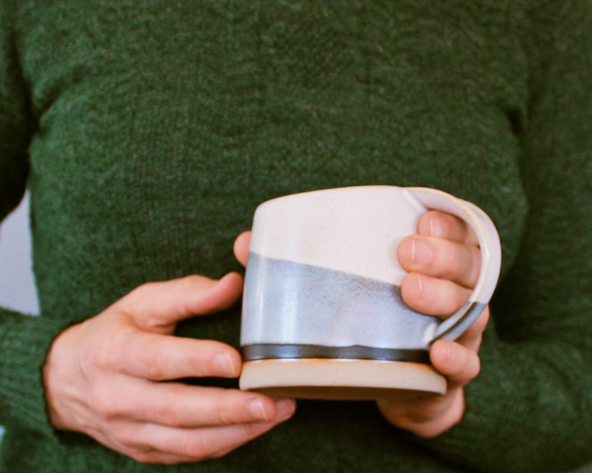 Well Covered & Green Original Day night mug close-up showing light glaze and smooth grip