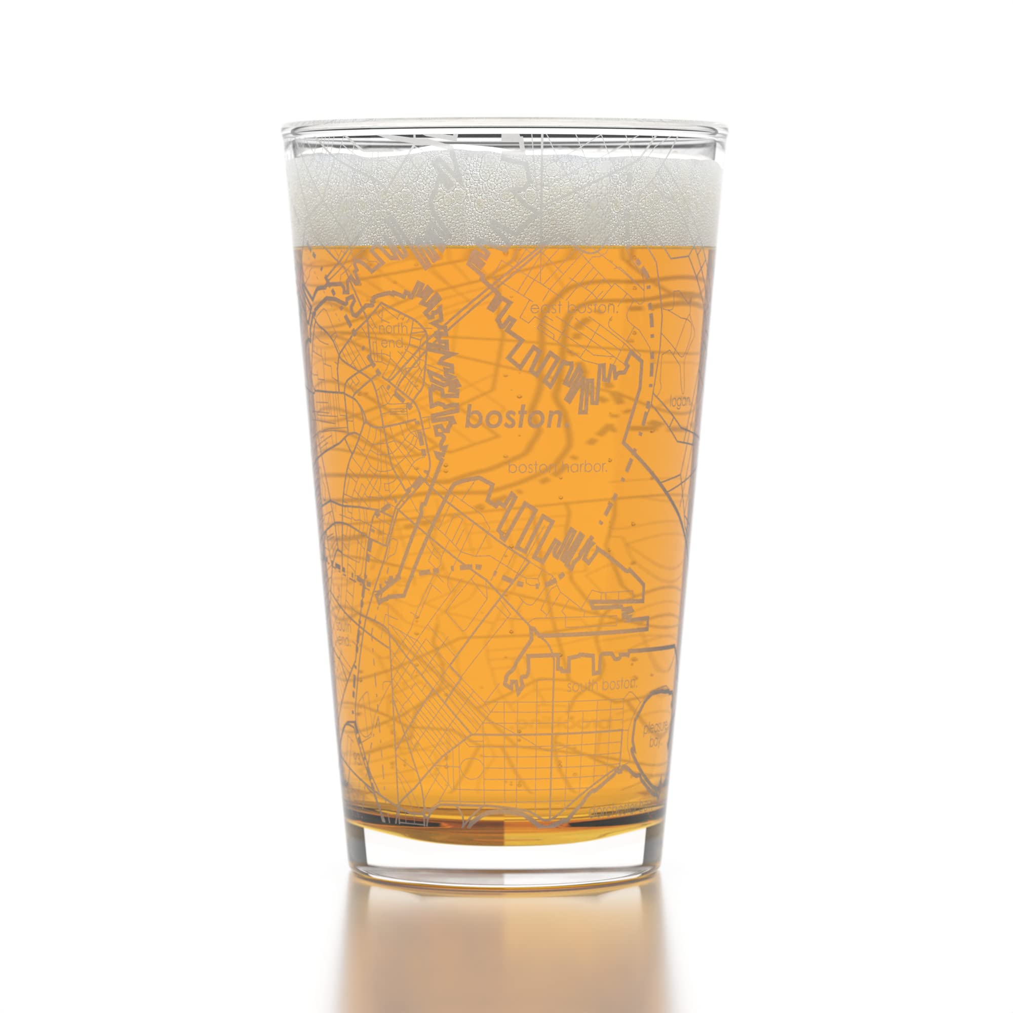 Well Told wraparound city map glass highlights detailed streets for display-worthy serveware.