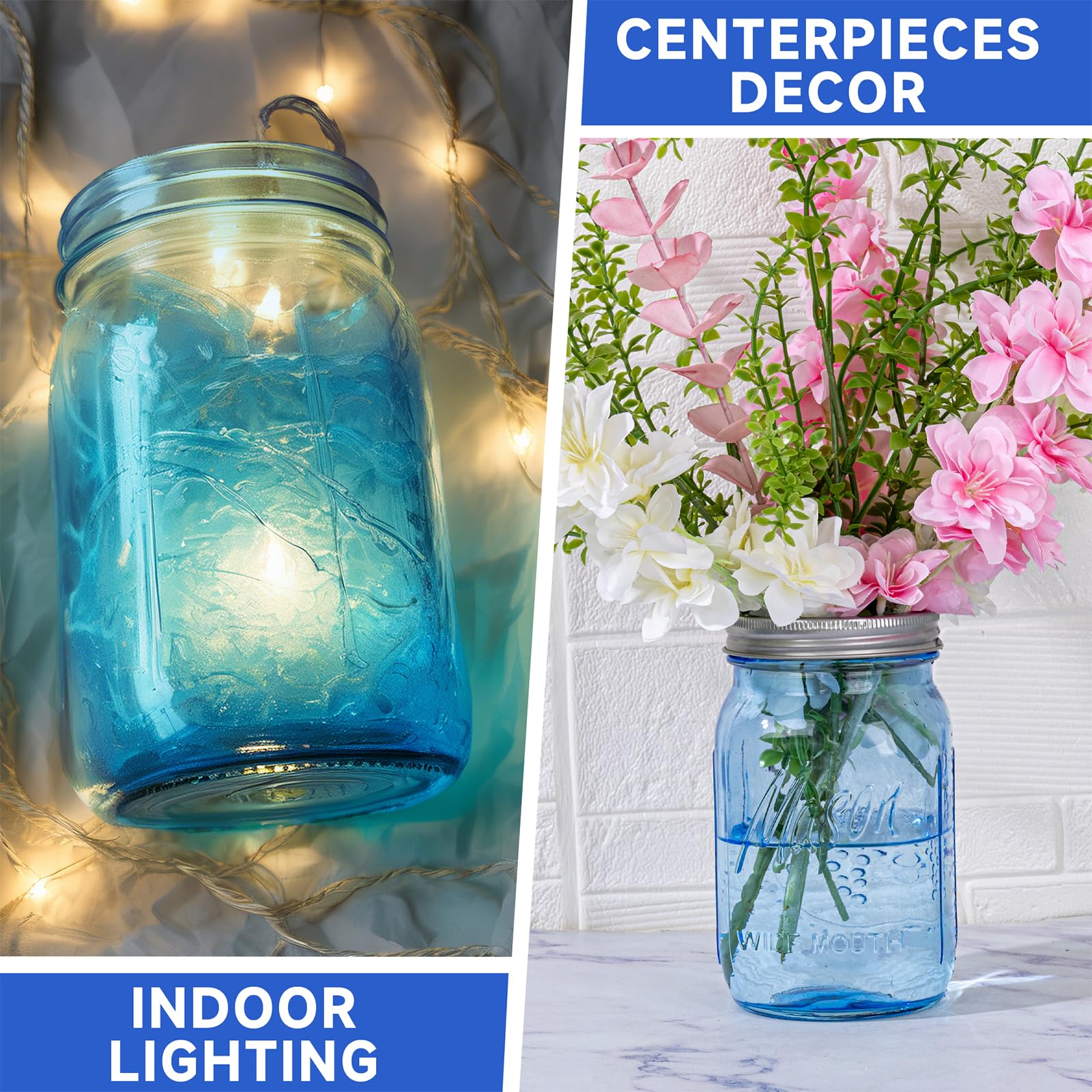 Wellife blue mason jar ideal for candles and crafts.