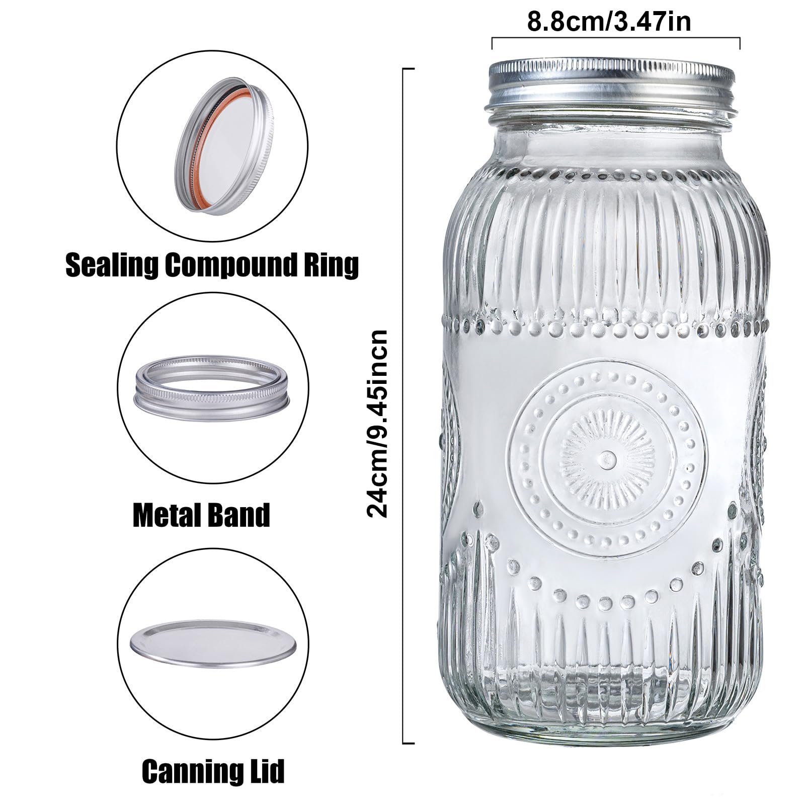 Wellife wide-mouth Mason jar shows clear glass for quick content checks