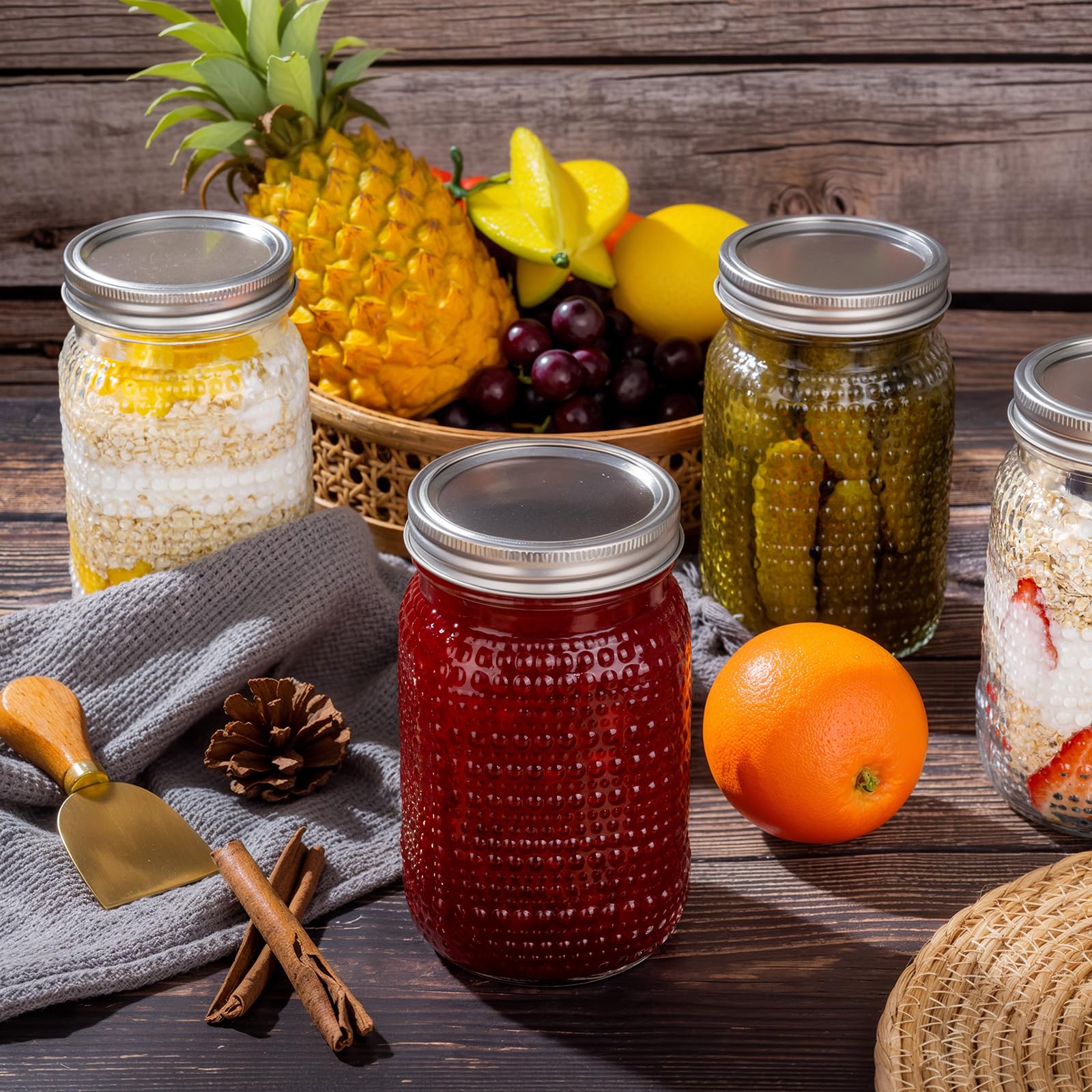 Wellife mason jars storing soups, sauces, and pantry staples neatly