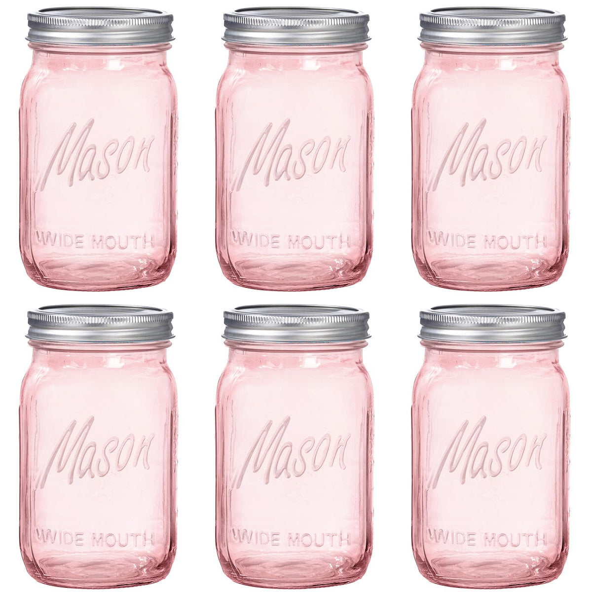 Wellife pink mason jar 32oz front view ideal for pantry organization and safe storage.