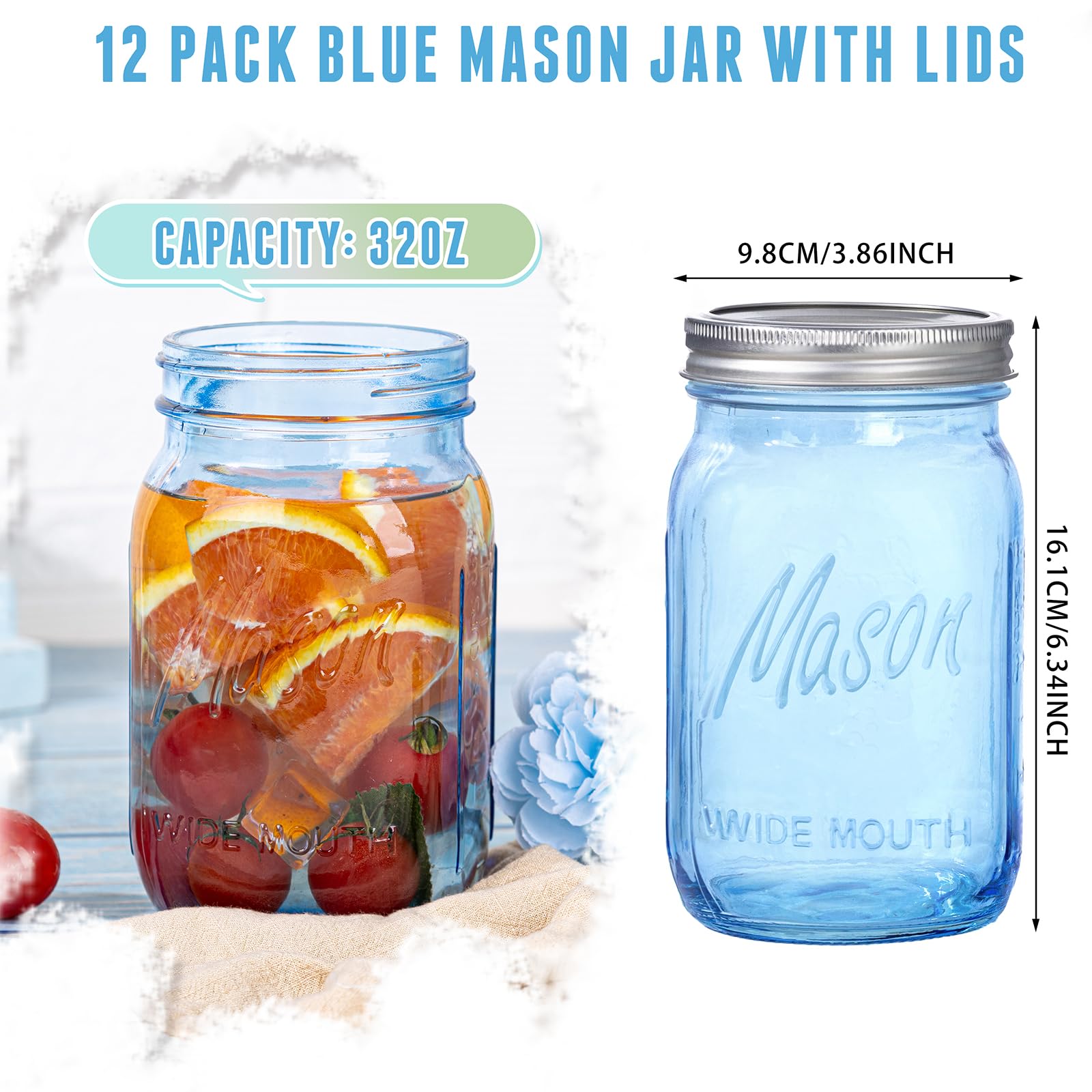 Wellife blue mason jar with lid removed for DIY projects.