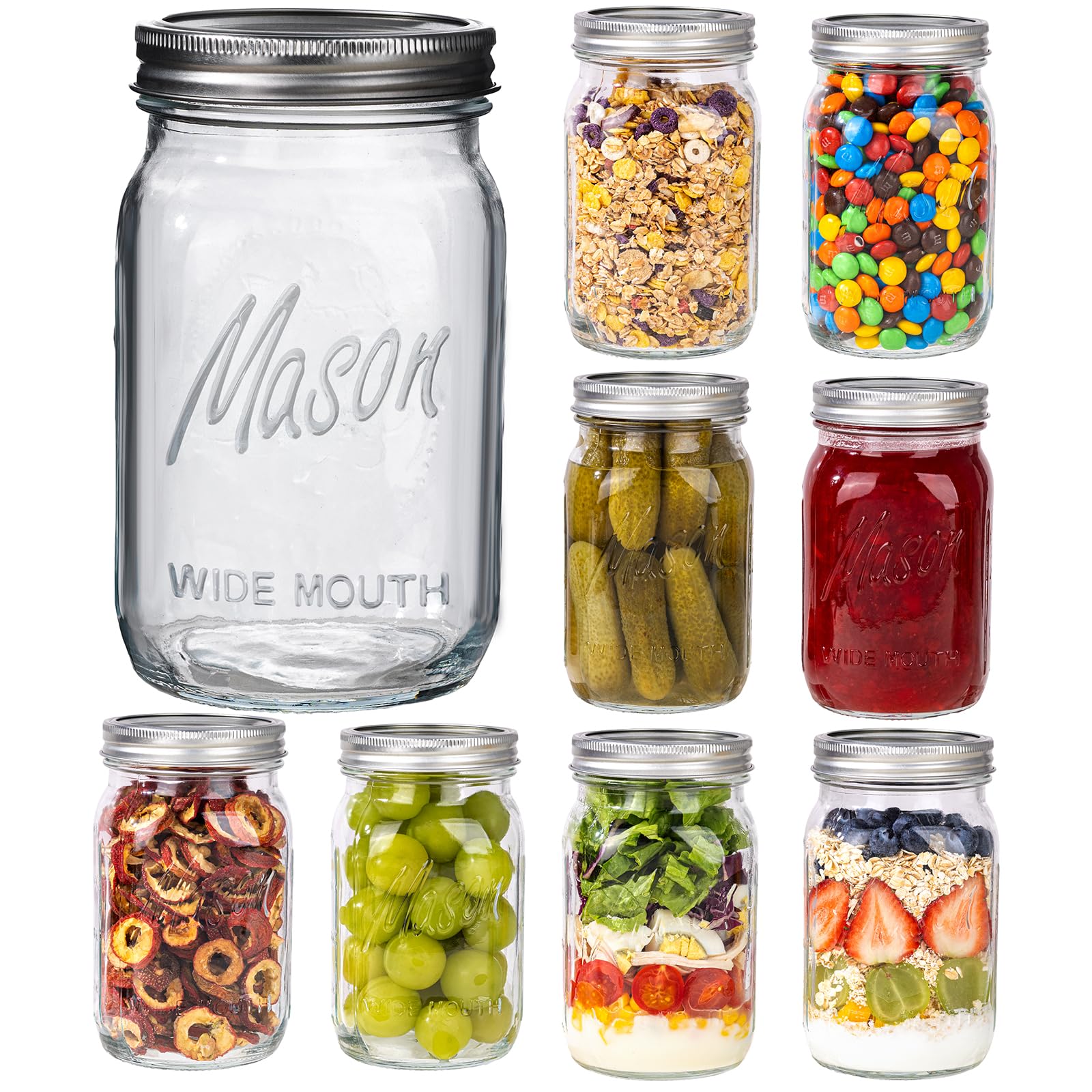 WellLife wide-mouth 32oz jar front view for easy access and versatile storage.