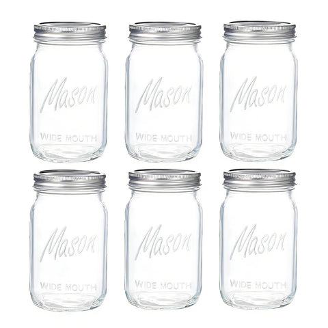 WELLIFE wide mouth 32oz jar front view for easy filling and pouring.