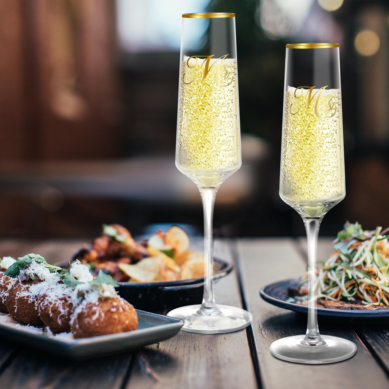 Wells 7oz champagne flutes offer a comfortable sipping size