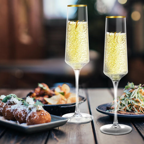 Wells 7oz champagne flutes offer a comfortable sipping size