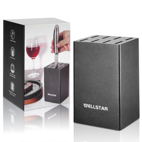 WELLSTAR 5-Inch knife block with 8 slots keeps knives organized and accessible.