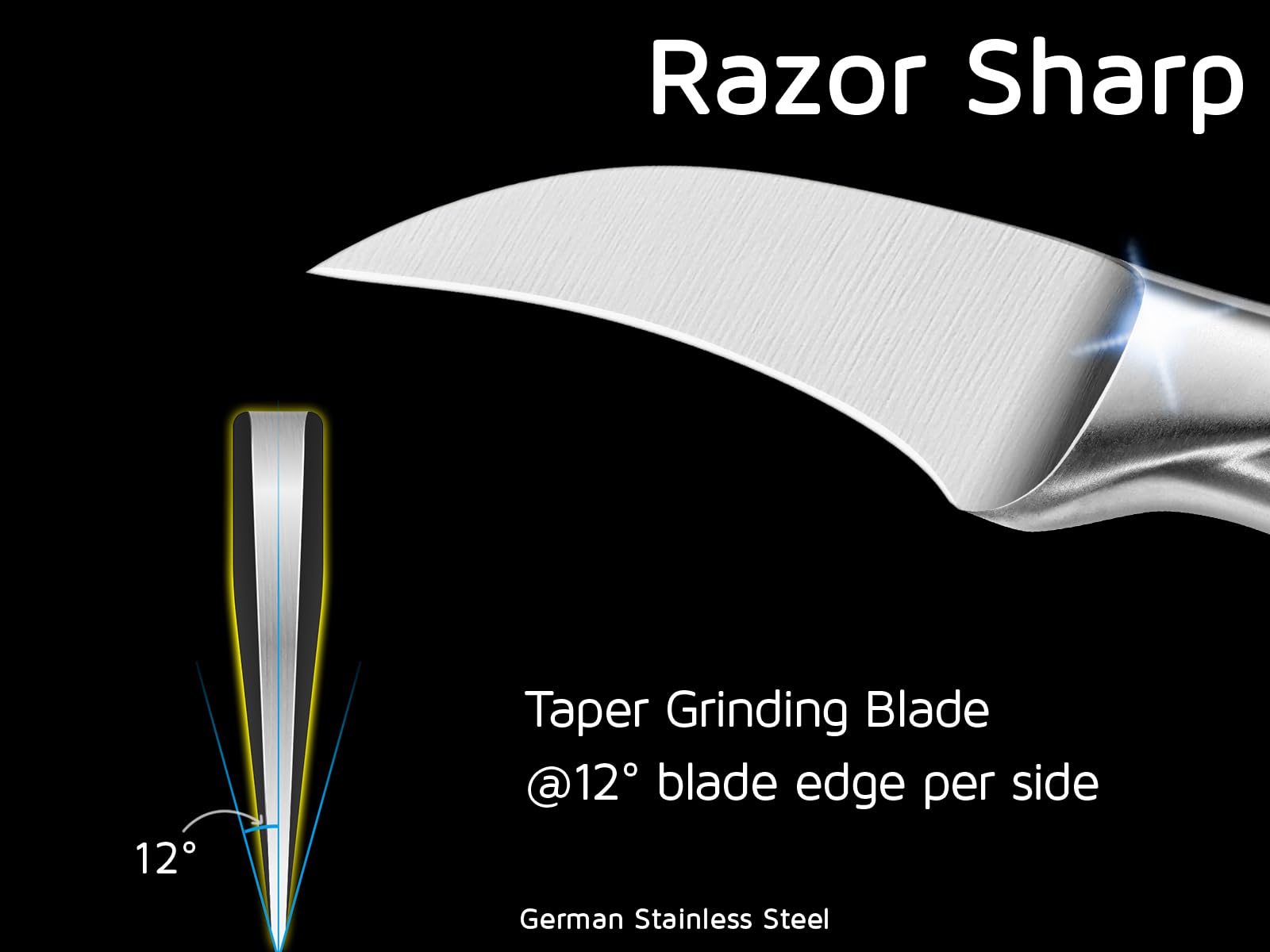 WELLSTAR ergonomic stainless steel handle offering secure grip and durability.