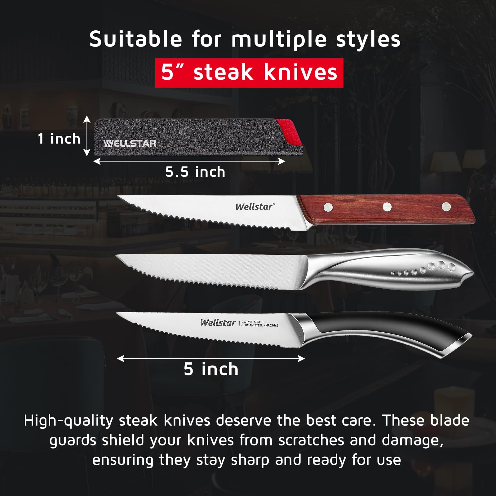 Wellstar edge guard covers blade tips, keeping knives safe in drawers.