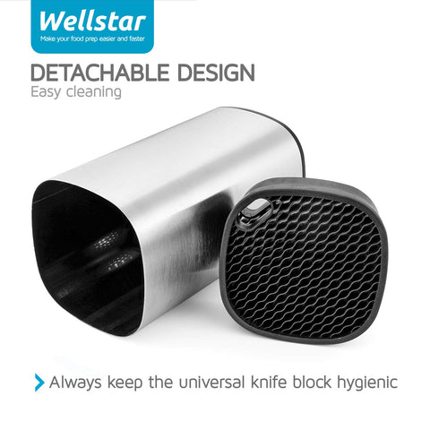 Wellstar knife block includes a dedicated scissor slot for safe storage.