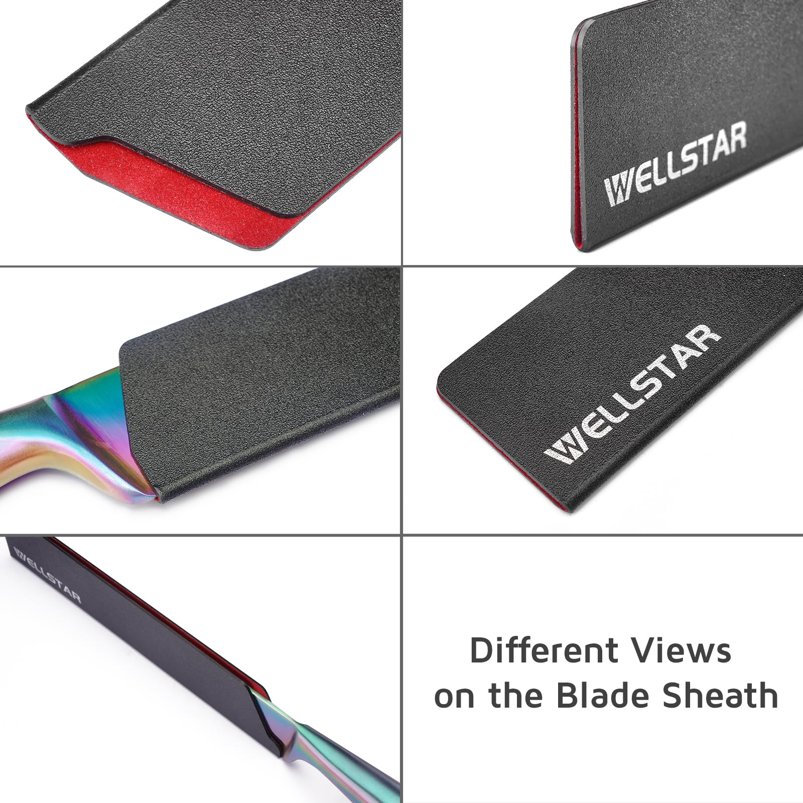 Wellstar non-scratch velvet interior guards protect knife edges during storage.