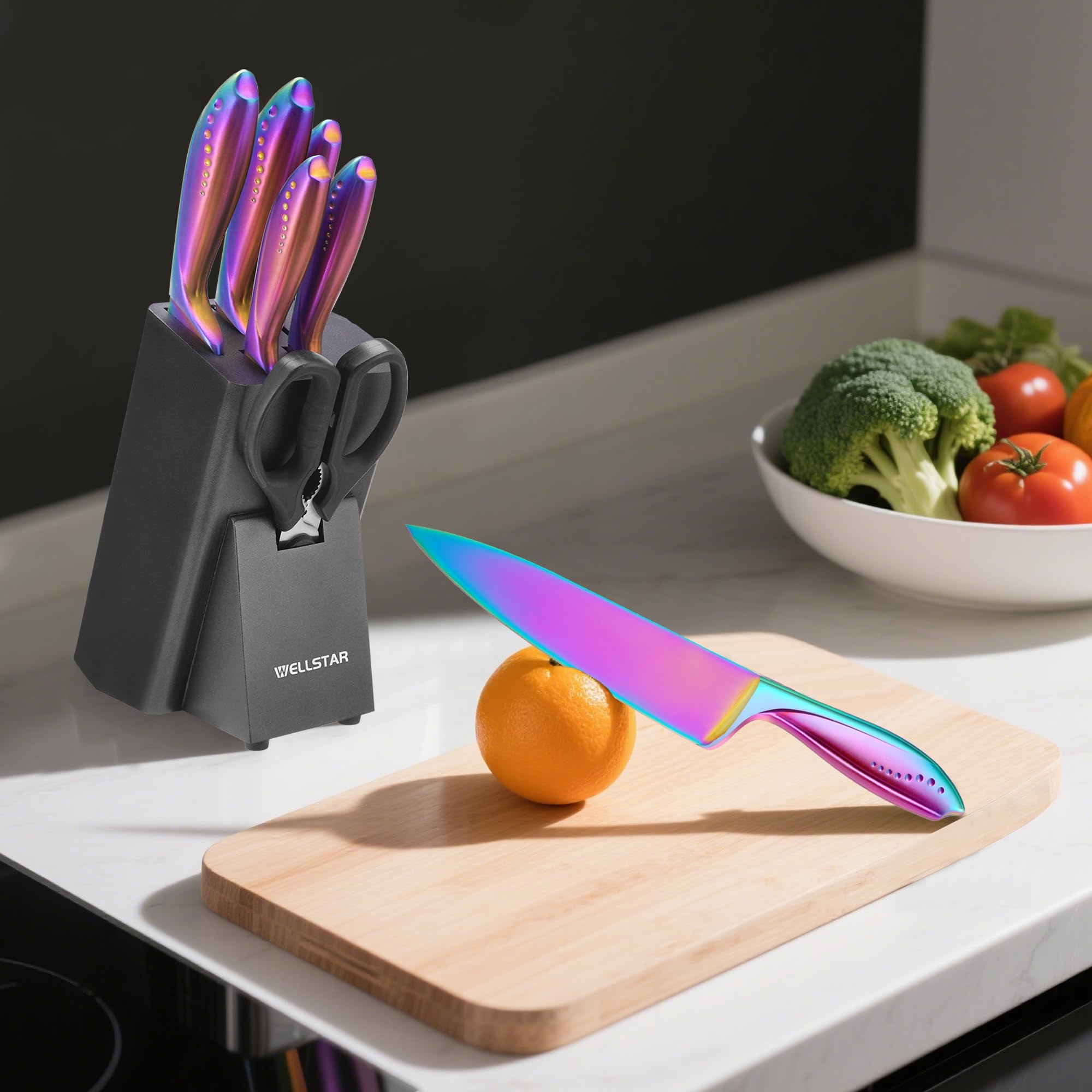 Wellstar Rainbow paring knife for detailed peeling and trimming.