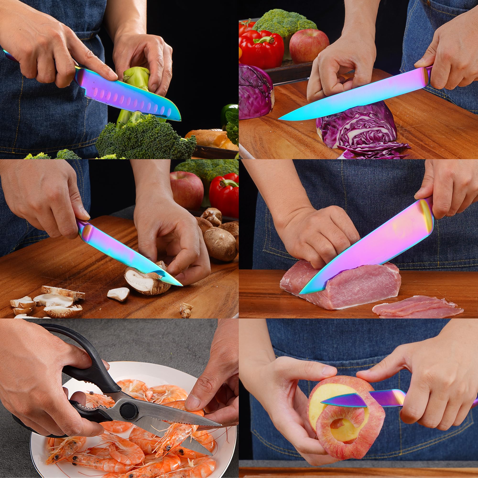 Wellstar Rainbow Santoku knife ideal for mincing and chopping herbs.