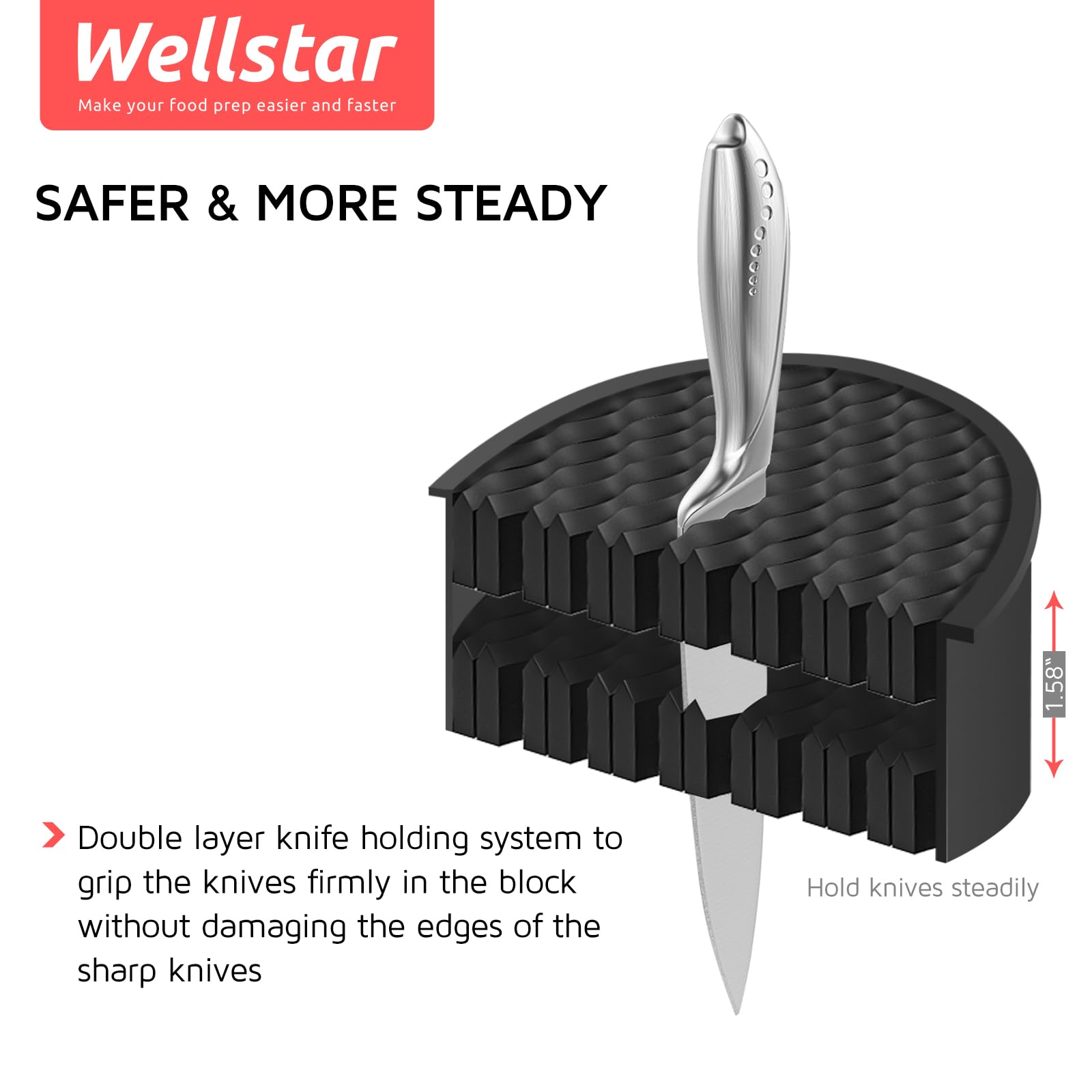 WELLSTAR steak knife block holder ready for knives with secure slots