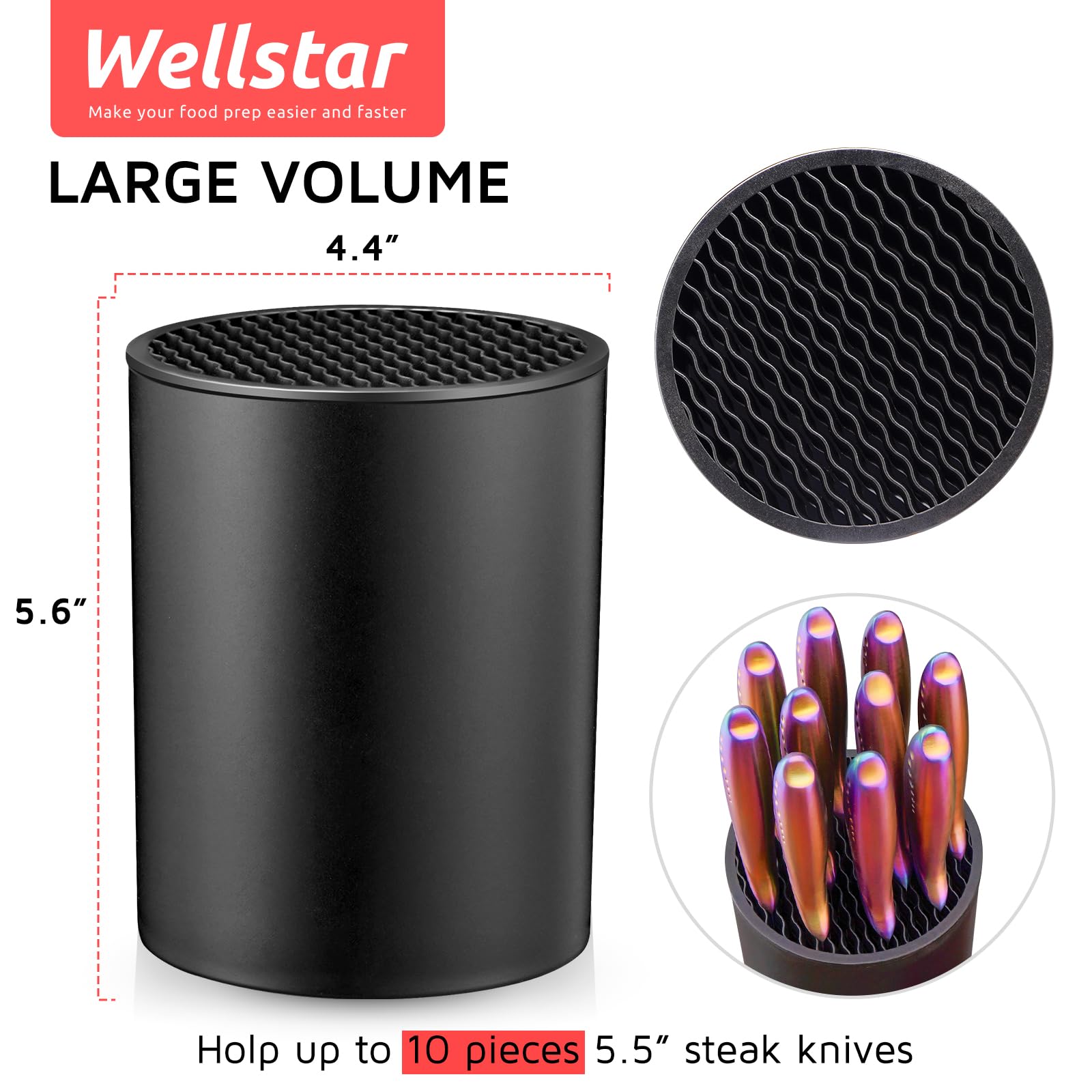 WELLSTAR steak knife block holder side angle demonstrates stable storage