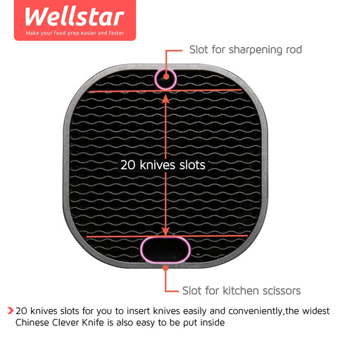 Wellstar knife block bottom design includes drain holes to dry thoroughly.